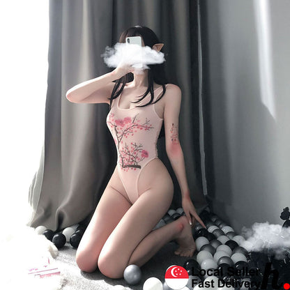 Cartoon Sexy Costumes Lingerie Nightdress Nightwear Crotch Dress Body Stocking Female intimates