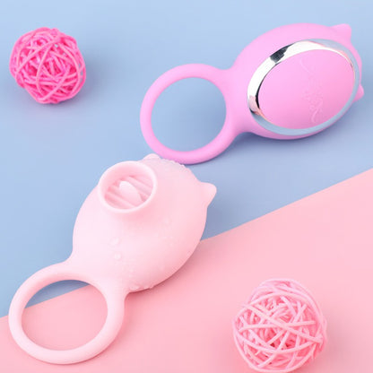 Cock Ring Vibrator with Licking Tongue for Couple Sex Toys Singapore