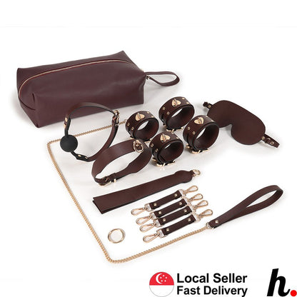 Real Leather BDSM 8 pcs Bondage set for Beginners/Starter Kit Adult Sex Toys Singapore