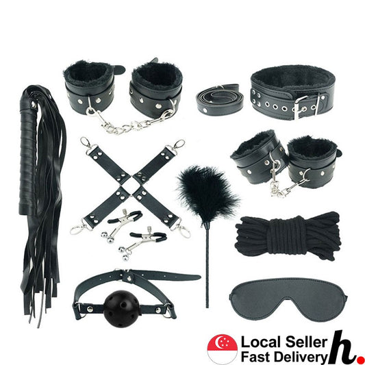 PU Leather BDSM 10 pcs Bondage set for Beginners/Starter Kit Adult Sex Toys Singapore