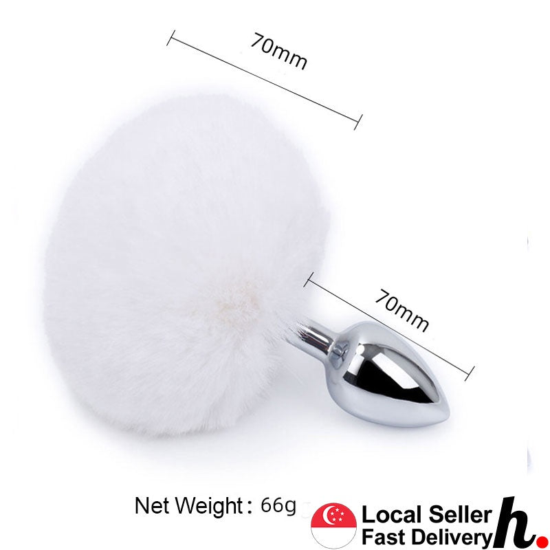 Fluffy Bunny Tail Anal Plug Butt Plug Stainless Steel Anal Toy Sex Toys Singapore