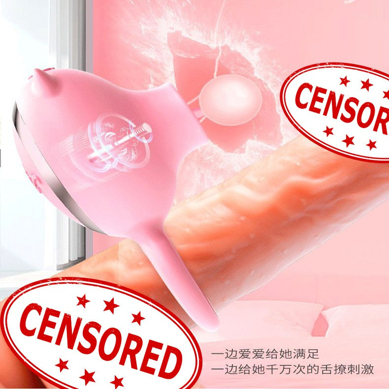 Cock Ring Vibrator with Licking Tongue for Couple Sex Toys Singapore