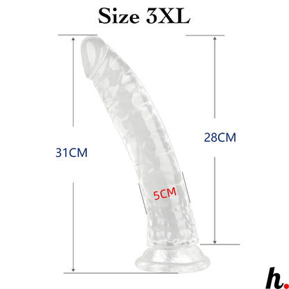 Transparent Dildo XXXLarge Realistic Erotic Soft Jelly Dildo Suction Cup Dildo