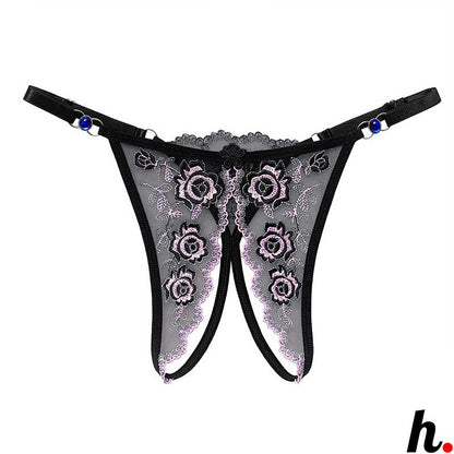 Jacquard palace style panties ladies sexy open crotch beautiful buttocks embroidery adjustable diamond jewellery