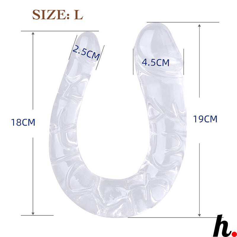 Double ended Dildo Transparent Extra Large Soft Jelly Dildo Sex Toys Singapore