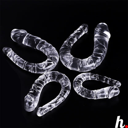 Double ended Dildo Transparent Extra Large Soft Jelly Dildo Sex Toys Singapore