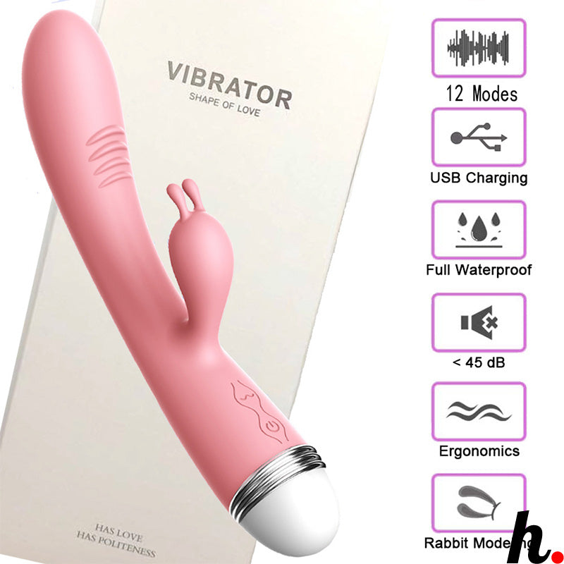 New Design Rabbit Vibrator 12 speed Waterproof AV Vibrator USB Charging