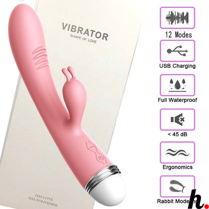 New Design Rabbit Vibrator 12 speed Waterproof AV Vibrator USB Charging