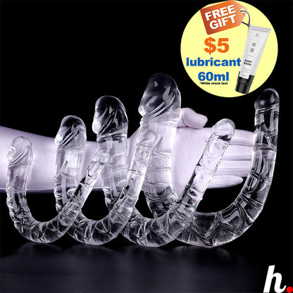 Double ended Dildo Transparent Extra Large Soft Jelly Dildo Sex Toys Singapore