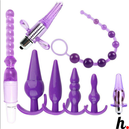 8 in One Set Vibration Anal Plug Butt Plug Erotic Soft Jelly Outdoor Excitement Style Sex Toys