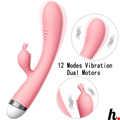 New Design Rabbit Vibrator 12 speed Waterproof AV Vibrator USB Charging