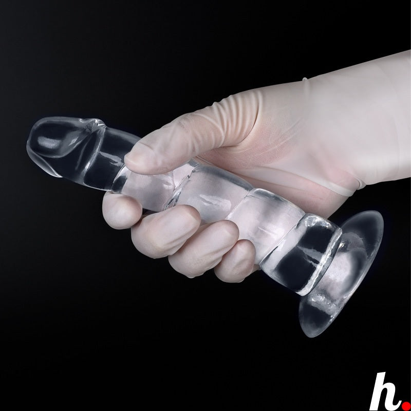 Transparent Dildo Smooth and Crimp Soft Jelly with Suction Cup