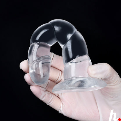 Transparent Dildo Smooth and Crimp Soft Jelly with Suction Cup