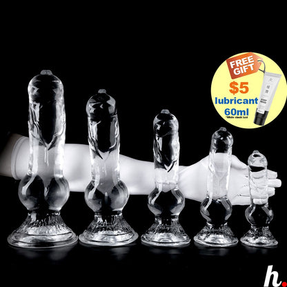 HUGE Dog Style Transparent Soft Jelly Dildo with Large Suction Cup