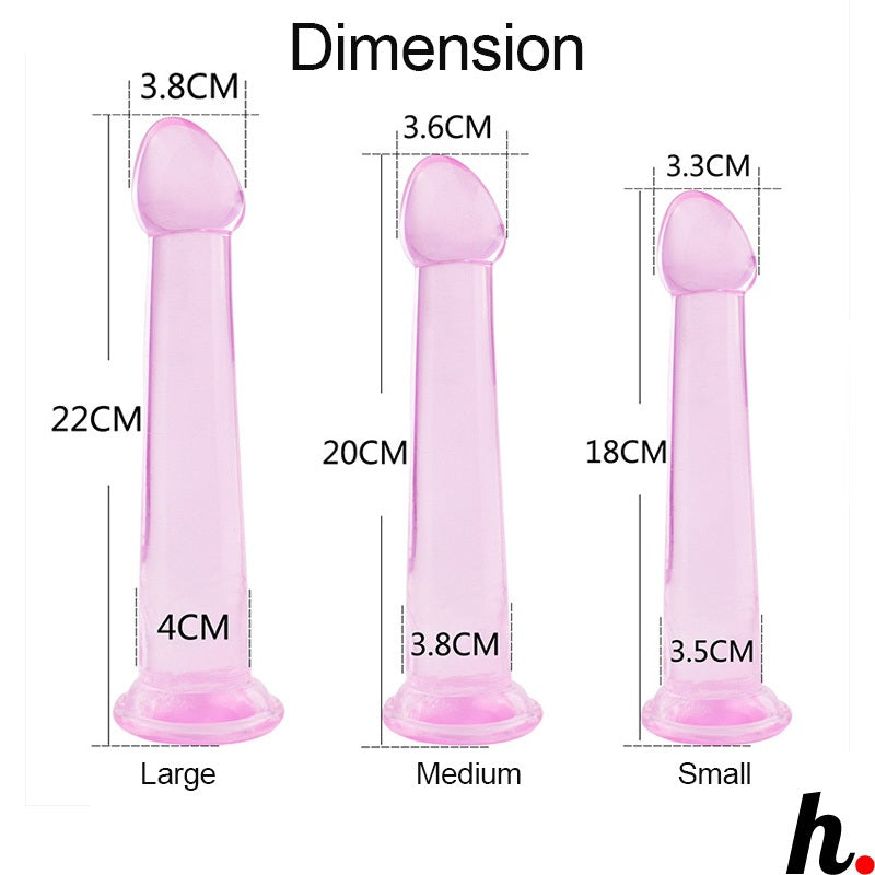 3 Colour Dildo Anal Plug Smooth Surface Soft Jelly with Suction Cup