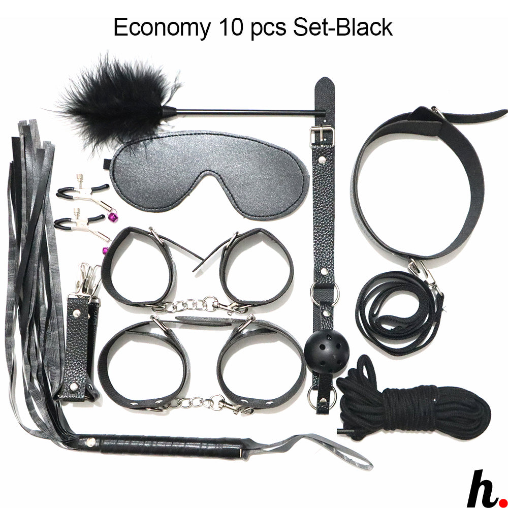 PU Leather BDSM 13/10 pcs Bondage set Premium/Standard/Economy Set for Beginners/Starter Kit Adult Sex Toys Singapore