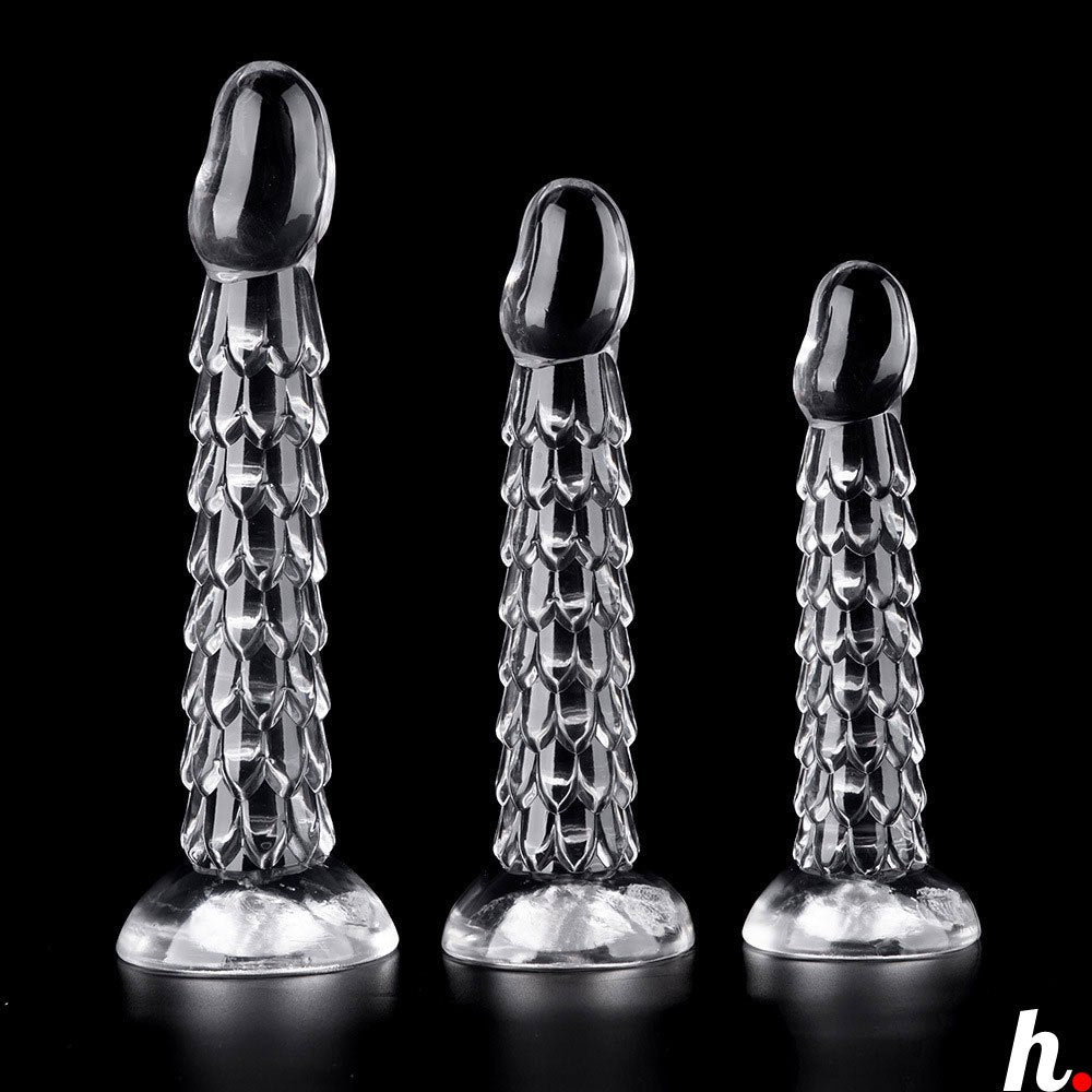 Transparent Dildo Anal dildo Fish Scale style Soft Jelly with Suction Cup