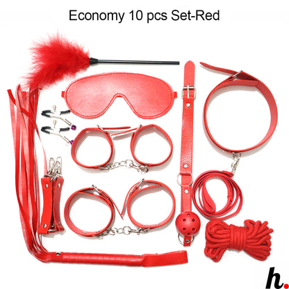 PU Leather BDSM 13/10 pcs Bondage set Premium/Standard/Economy Set for Beginners/Starter Kit Adult Sex Toys Singapore