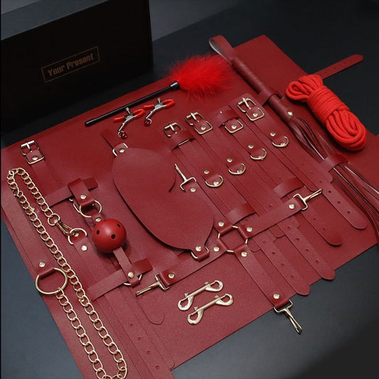 PU Leather BDSM 13/10 pcs Bondage set Premium/Standard/Economy Set for Beginners/Starter Kit Adult Sex Toys Singapore