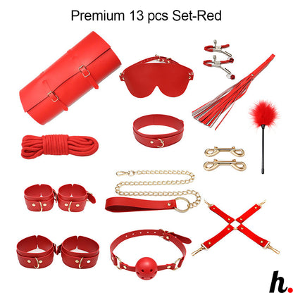 PU Leather BDSM 13/10 pcs Bondage set Premium/Standard/Economy Set for Beginners/Starter Kit Adult Sex Toys Singapore