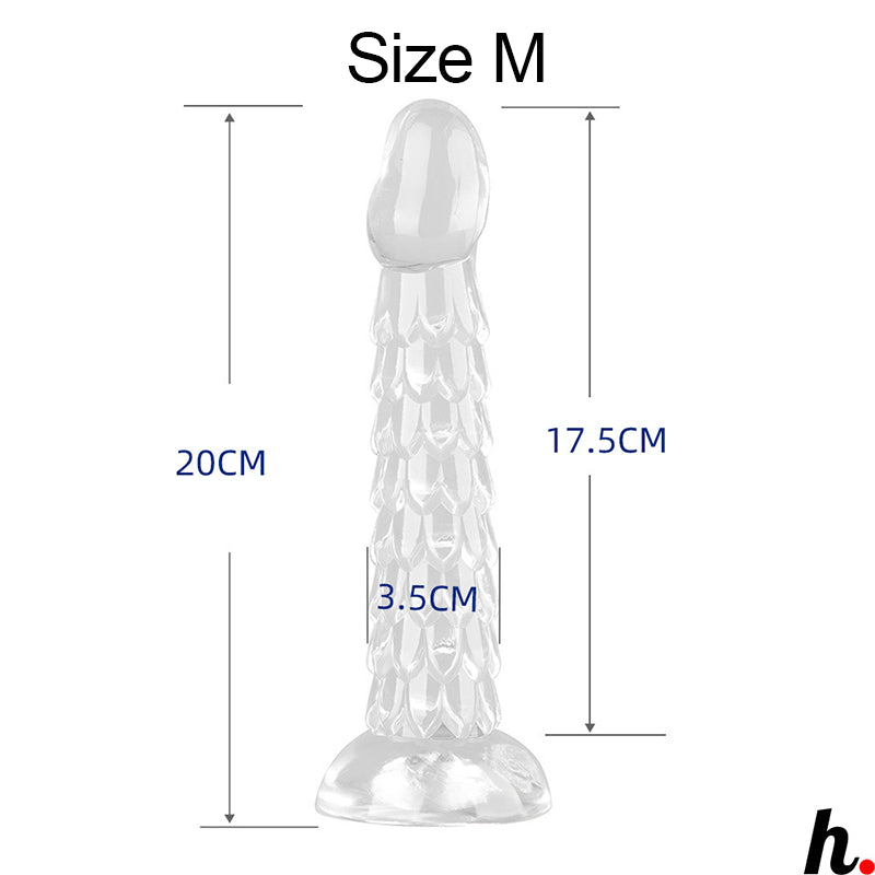 Transparent Dildo Anal dildo Fish Scale style Soft Jelly with Suction Cup