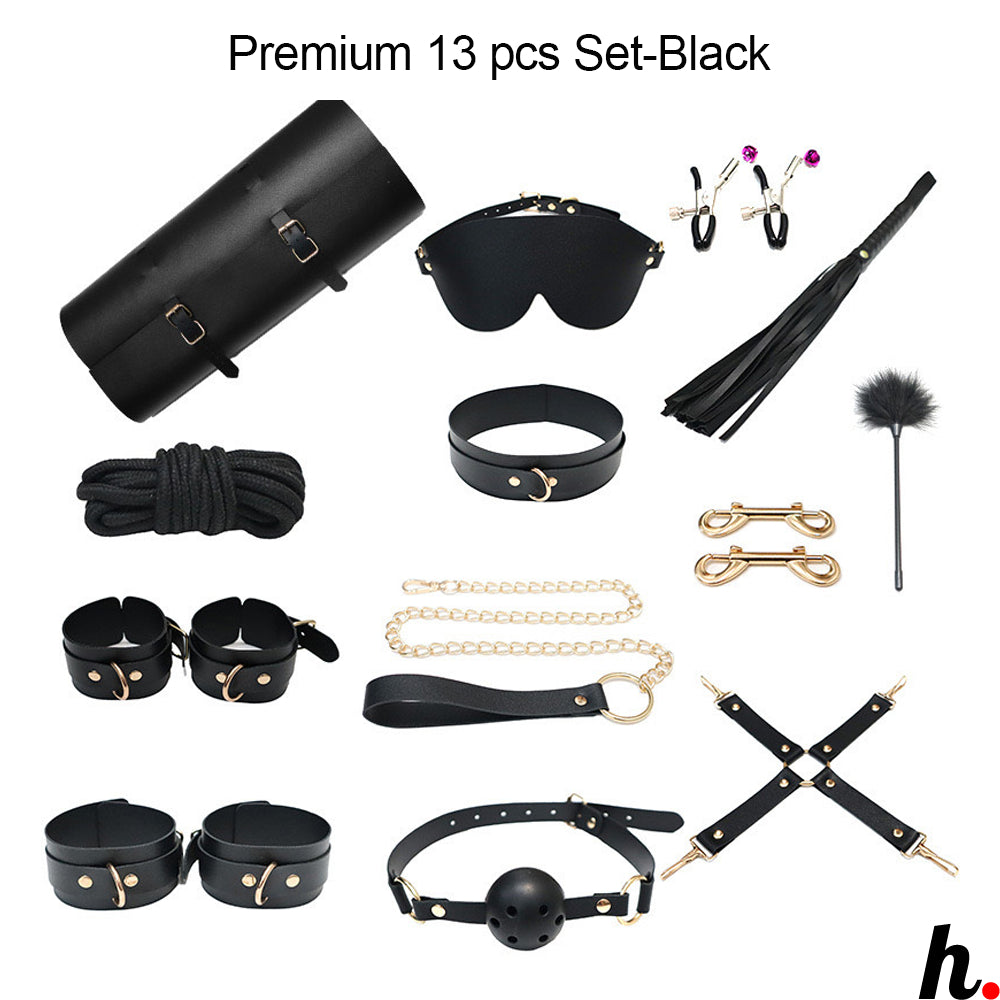 PU Leather BDSM 13/10 pcs Bondage set Premium/Standard/Economy Set for Beginners/Starter Kit Adult Sex Toys Singapore