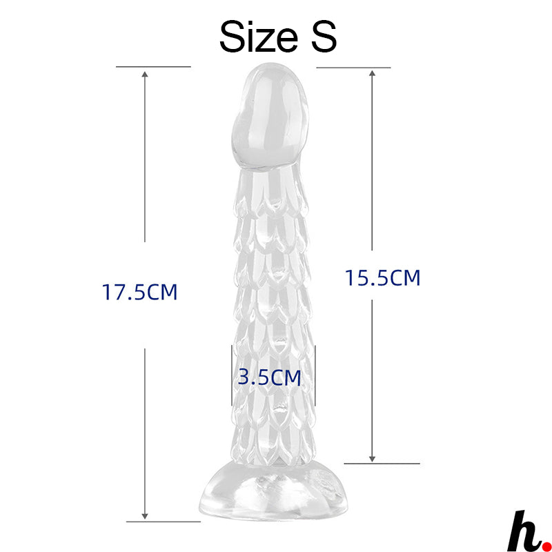 Transparent Dildo Anal dildo Fish Scale style Soft Jelly with Suction Cup