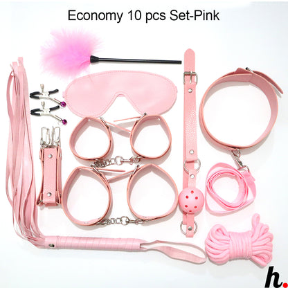 PU Leather BDSM 13/10 pcs Bondage set Premium/Standard/Economy Set for Beginners/Starter Kit Adult Sex Toys Singapore