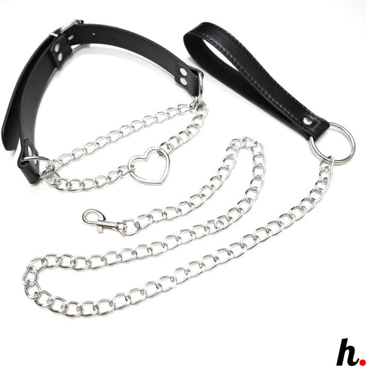 BDSM Bondage Fetish Collar w Leash